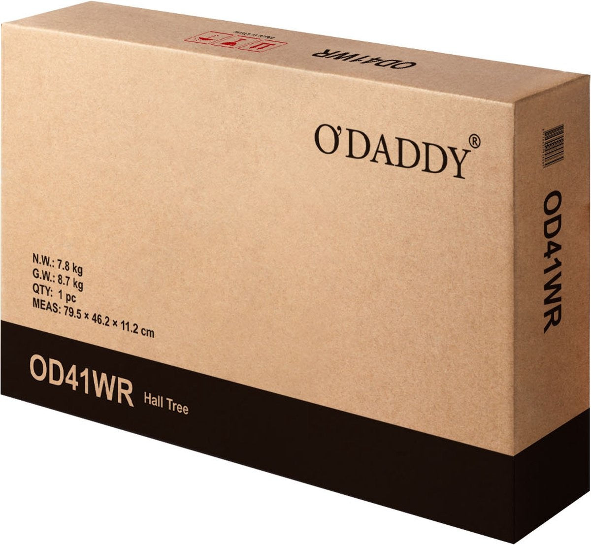 O'DADDY® kapstok staand - kapstok met schoenenrek - 9 haken 2 laags schoenenrek 6 paar - garderoberek - 70 x 32 x 175 cm - kapstok zwart / donkergrijs