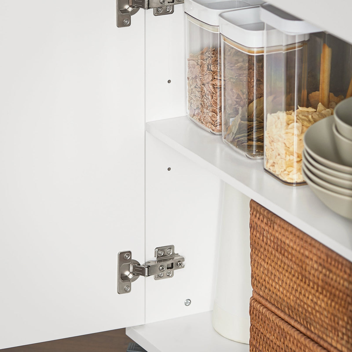 SoBuy Keukenkast op wielen - 2 Kasten en 1 Lade - 120 x 56 x 90 cm - RVS Blad - Wit