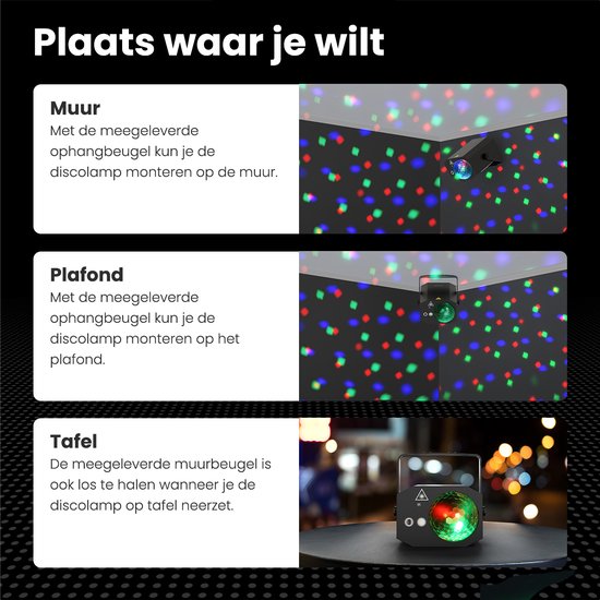 Auronic LED Discolamp - Party laser - Kinderen - Feestverlichting - Disco licht - Afstandsbediening en Muziekgestuurd - 3 Meter Kabel