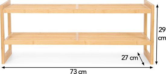 Brixy Schoenenrek - 2 Lagen - Bamboe Schoenenrek - Schoenenkast - Voor 9 Paar Schoenen - Hout