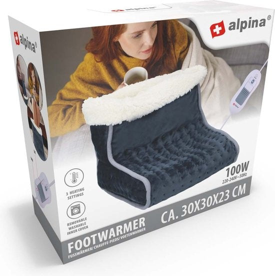 alpina Elektrische Voetenwarmer - Overhittebeveiliging - Binnenhoes Wasbaar - 3 Warmtestanden - Donkergrijs