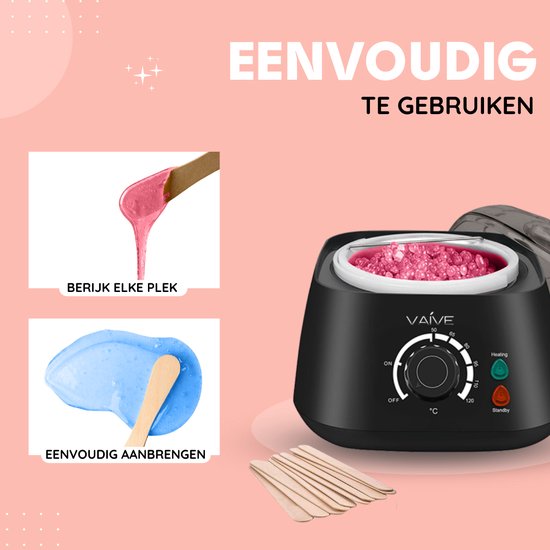VAIVE Professionele Wax Apparaat - Wax Beans Verwarmer - Ontharing set - Heater - Inclusief Hard Wax Bonen en Spatels
