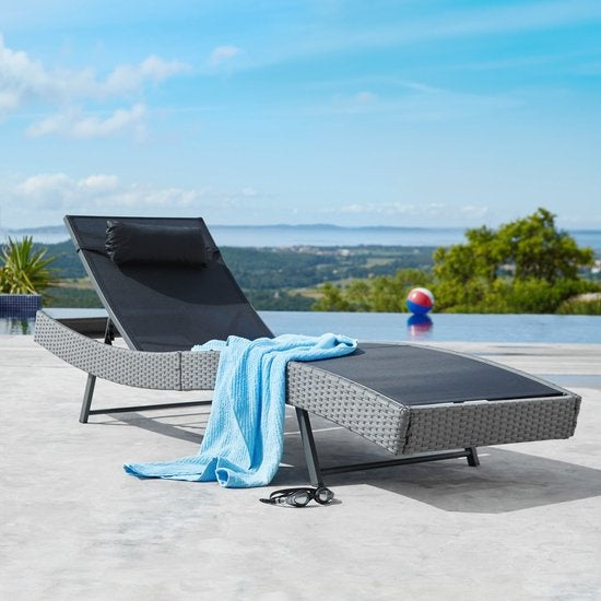 Wicker ligbed Moana zwart