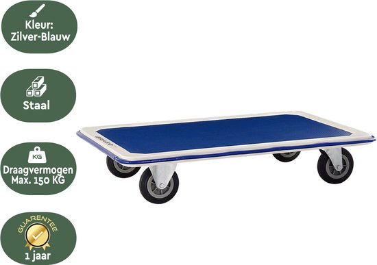BRASQ Transportwagen - Draagvermogen 150 KG - Plateauwagen - Meubelroller - Dolly - Transportkar - Magazijnwagen - Platformwagen