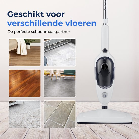 URGOODS Stoomreiniger – Incl. Opzetstukken & Microvezeldoeken – 1300 W – 20 x 45 x 180 cm – Wit