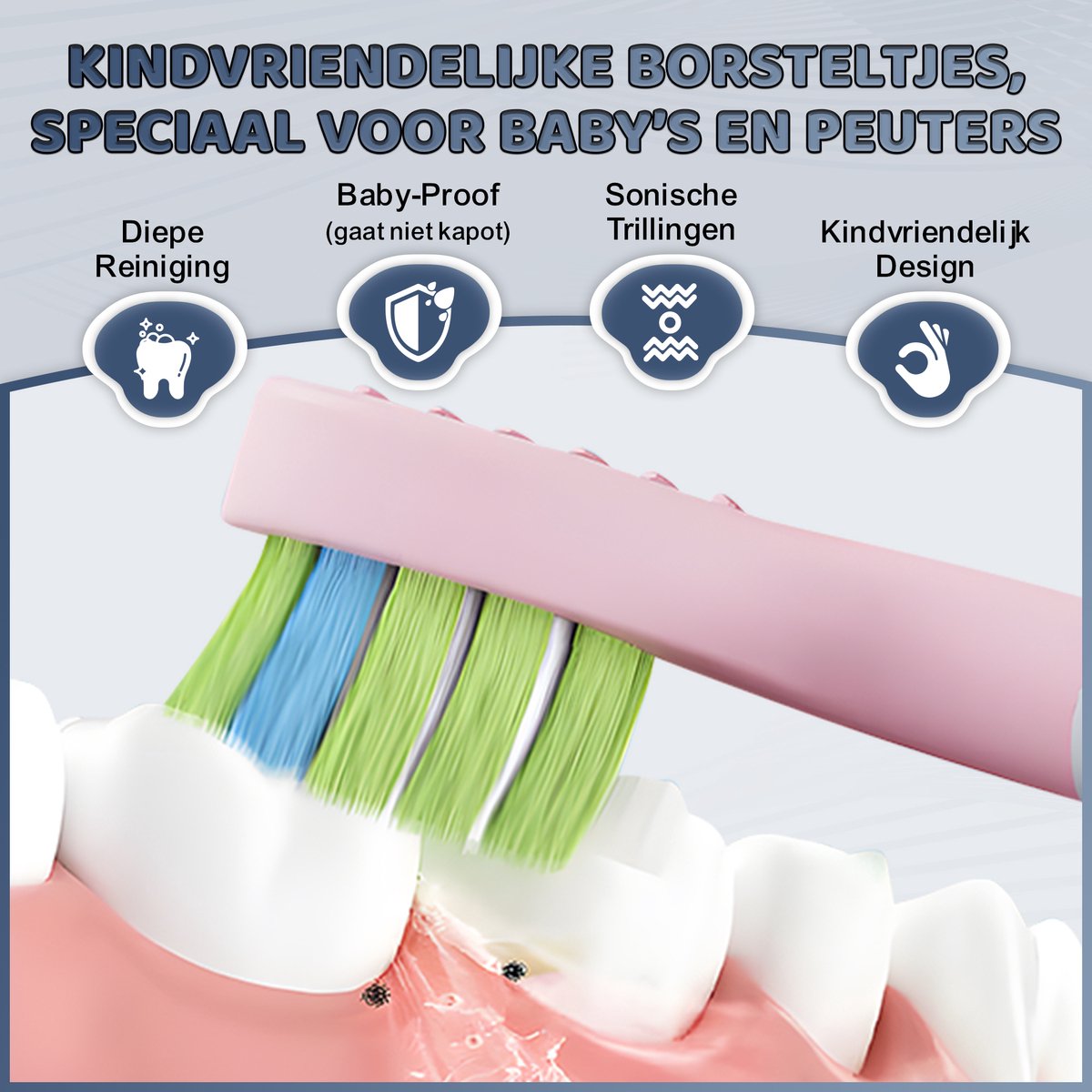 Sweet Sprout Sonische Elektrische Tandenborstel Kinderen - Baby en Peuter - Inclusief 3 opzetstukken en timer - 0 t/m 4 jaar