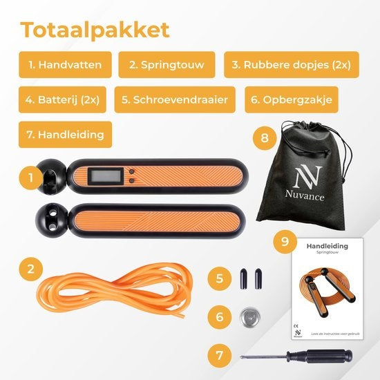 Nuvance - Professioneel Sport Springtouw met Digitale Teller - Lengte max 3M - Verstelbaar