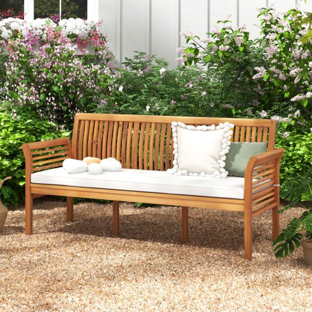 Coast 3-zits Acaciahouten Tuinbank met Kussen – 159 x 59 x 77 cm – Naturel