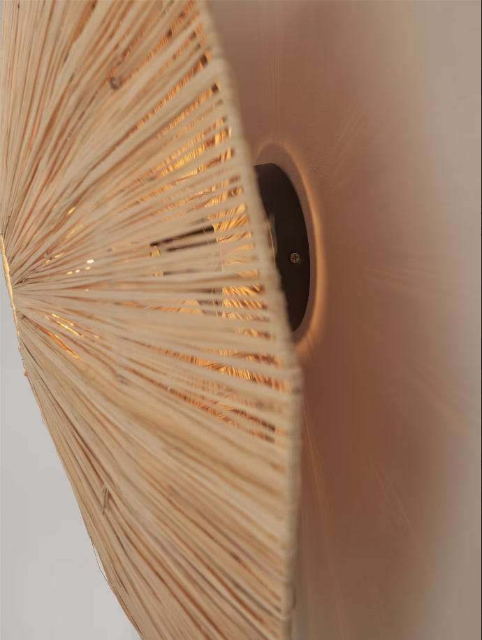 Good & Mojo - Plafondlamp Panama - Ø65 x 20 cm - Raffia - Kleur Naturel - Duurzaam Design - E27 Fitting - Handgemaakt
