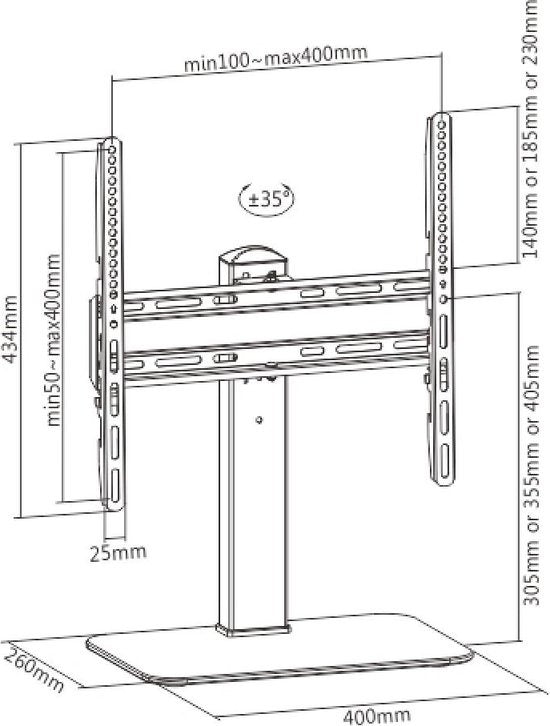 TV standaard - Tafelstandaard - 32 t/m 55" - Draaibaar - 40kg - Zwart - Allteq