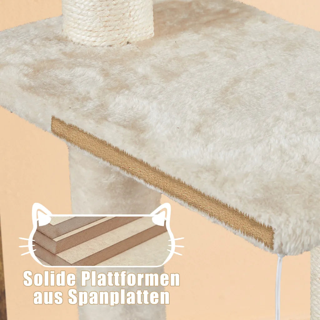 Yaheetech Krabpaal met Kattenbakmeubel 80 x 45 x 134,5 cm - Vintage Bruin/Beige - 2-in-1 Kattenmeubel met Krabpaal en Kattenbak Kast