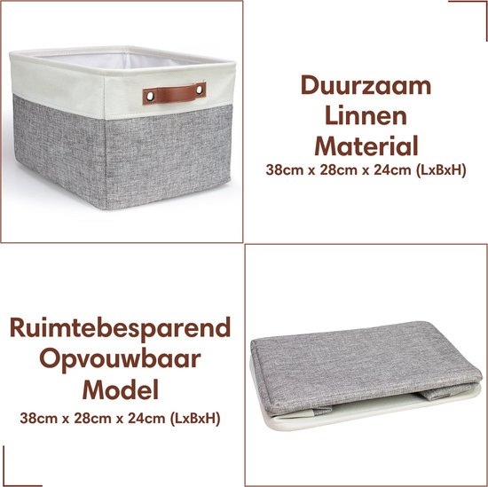 Tranquil Abode Opvouwbare Opbergmand - Set van 3 Stevige Stoffen Opbergmanden met Handgrepen