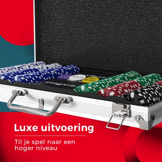 Windsor Pokerset - 300 Chips - PokerKleed - Blinds - Kaarten - Pokerchips - Poker Fiches