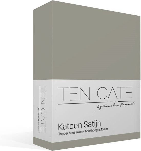 Ten Cate Hoeslaken - Hoeslaken Topper 160x200 - Hoeslaken 160x200 - Geschikt voor Topper Matras 160 x 200 - Katoensatijn - Topdekmatras 160x200 - Hoekhoogte 10 cm - Grijs