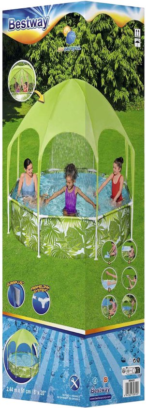 Bestway Splash-in-Shade Rond Bovengronds Zwembad met UV Careful Zonnescherm