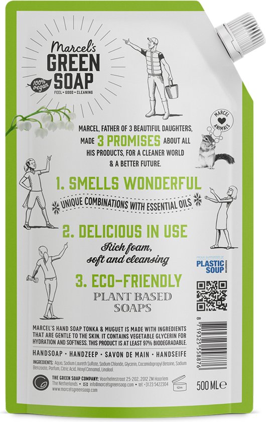 Marcel's Green Soap Handzeep Refill Tonka & Muguet 6 x 500ml