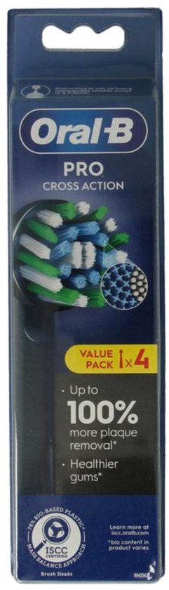 Oral-B Cross Action Pro - Opzetborstels - Met CleanMaximiser Technologie - Zwart - 4 Stuks