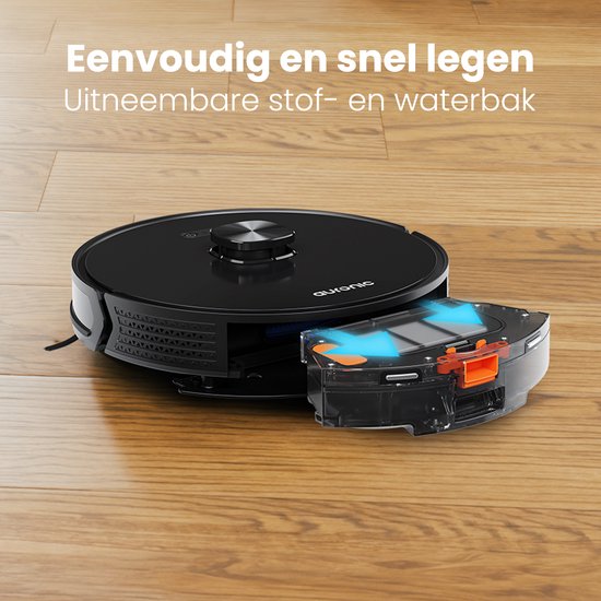 Auronic Robotstofzuiger - Met Dweilfunctie - WiFi en App - Laadstation - Huisdieren - Dweilrobot - Laser Navigatie - Zwart