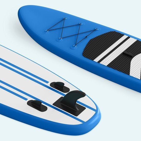 LifeGoods SUP Board - Opblaasbaar Paddle Board - Complete Set - Max. 135KG - 320x81cm - Blauw
