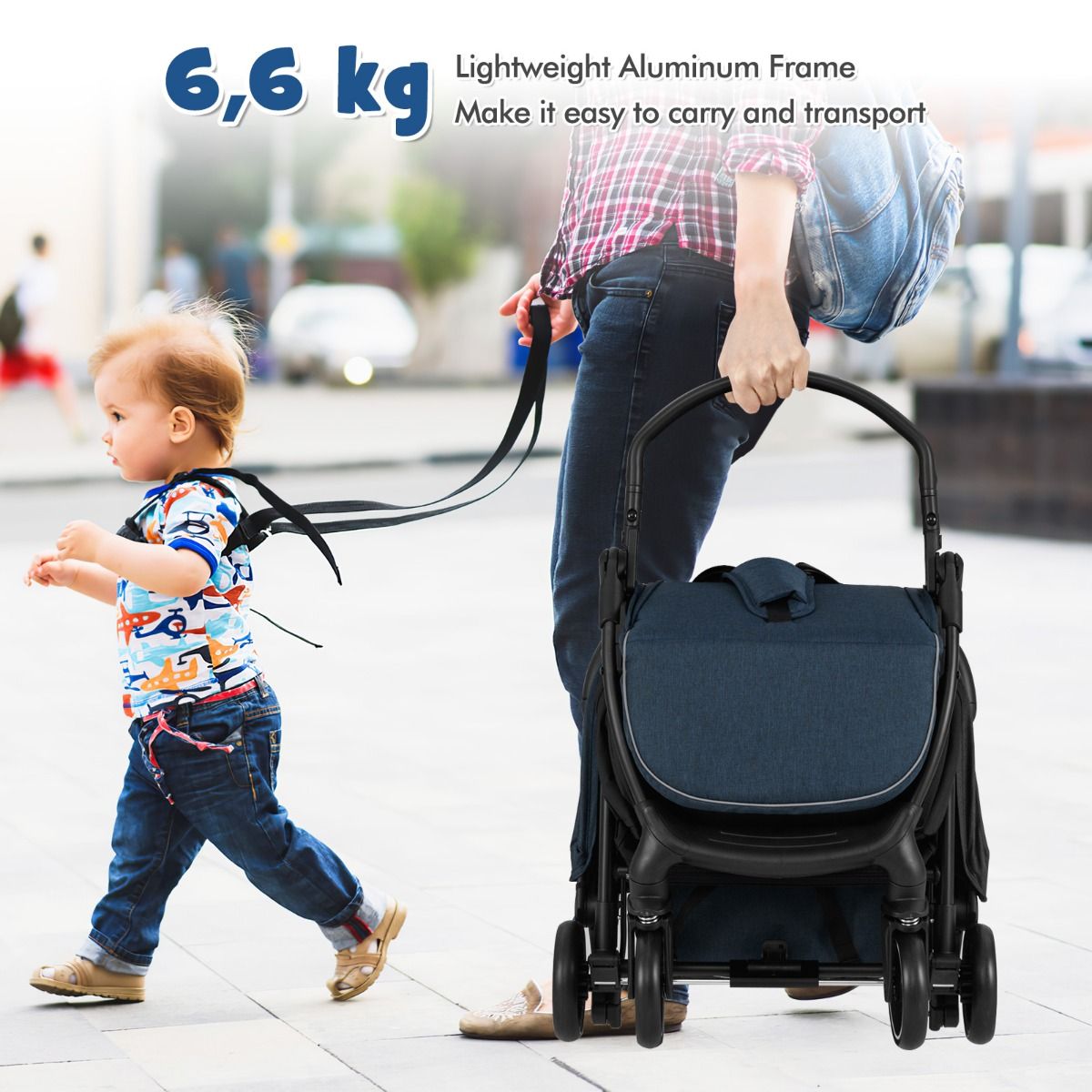 Coast Kinderwagen - lichtgewicht en compact - éénhandig inklapbaar - donkerblauw