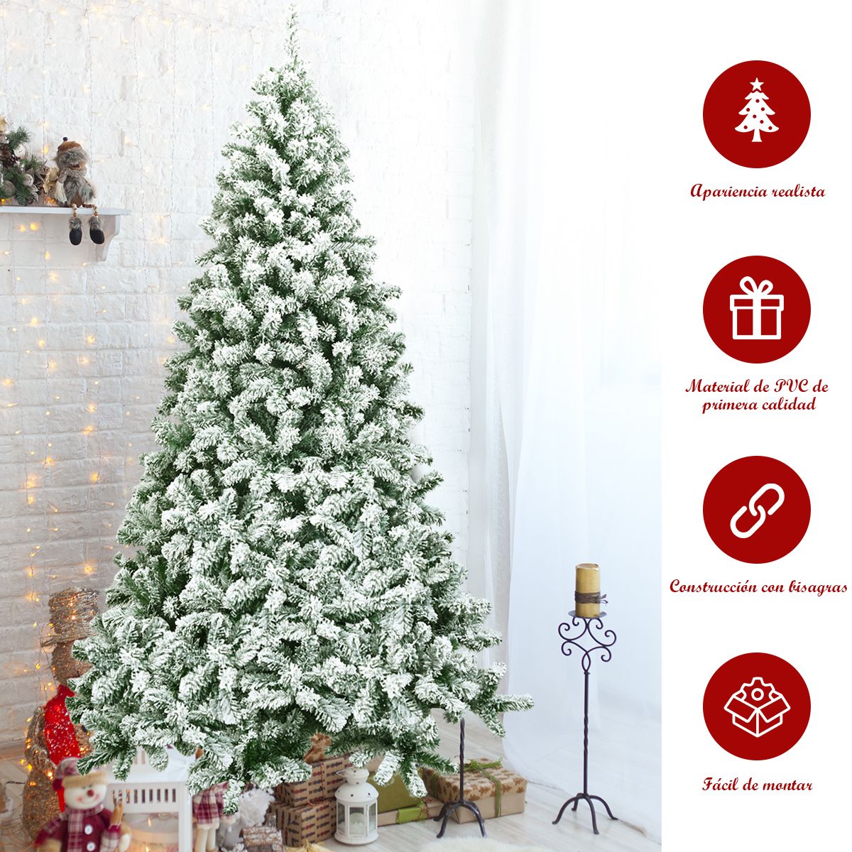 Coast Besneeuwde Kunstkerstboom Wit/Groen – 225 cm – 1346 Takpunten met Metalen Standaard