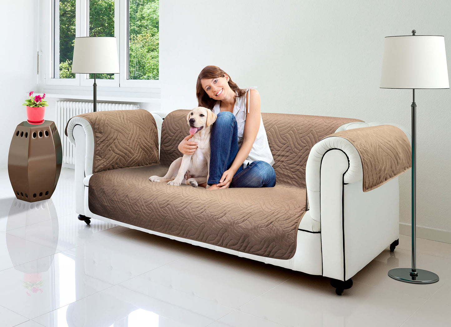 Starlyf Sofa Cover 3-Zits - Omkeerbaar - Bruin/Beige - 190x290 cm