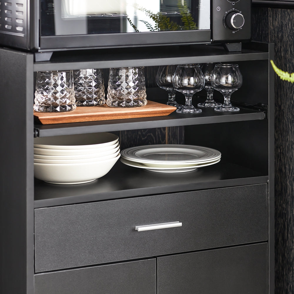 SoBuy Keukenwagen met zwenkwielen - Max. 60 kg - 2 Kasten - 59 x 92 x 40 cm - Zwart