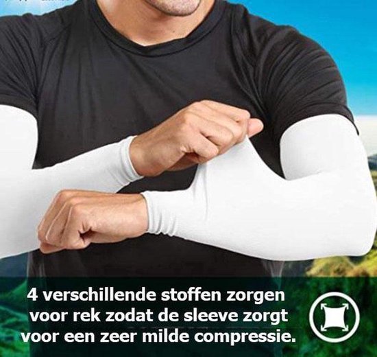 Travelhawk Arm Sleeve - Mouw - Mouwen - Armstukken - Armstukken Wielrennen - Zonbescherming - 2 stuks - Wit - Maat XL