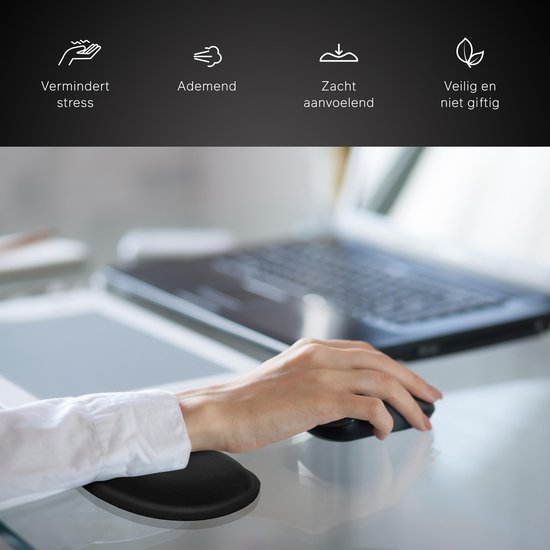 Bintoi® P100 - Ergonomische Polssteun Toetsenbord en Muis - Zwart