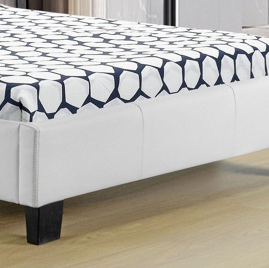 Gestoffeerd Bed Verona - 90 x 200 cm - Wit - LED Verlichting