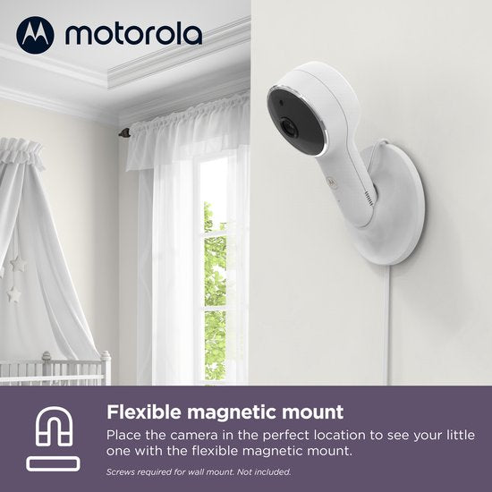 Motorola VM64 Babyfoon met Camera en App – 4.3” WiFi Video Baby Monitor met Smartphone App – 2-weg Audio, Nachtzicht, Temperatuur, Slaapliedjes, Digitale zoom