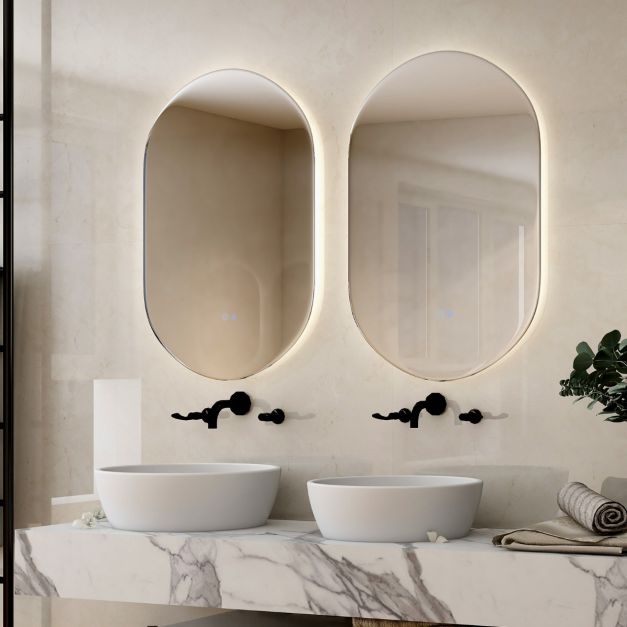 Coast Led-Spiegel Zilver – Ovaal met Anti-Condens en Dimbare LED-Verlichting – 80 x 50 cm