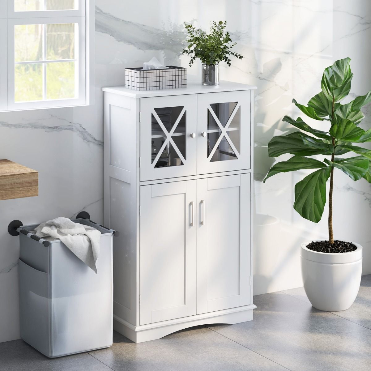 Coast Toiletkast Met 2 Deuren - 60 x 30 x 108 cm - Wit