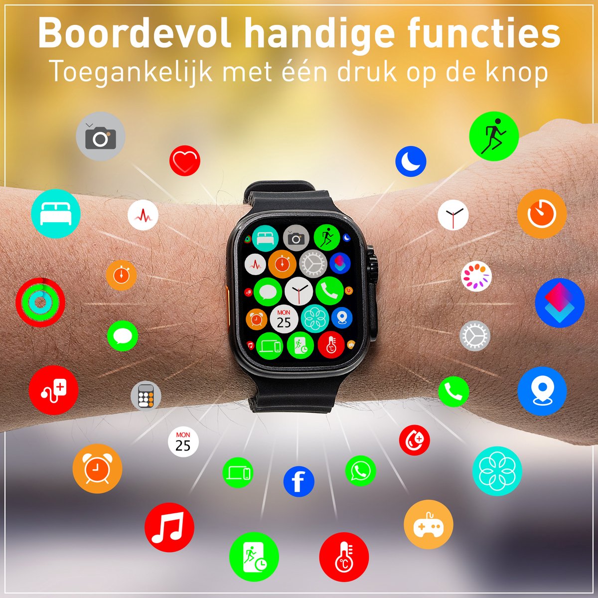 Techancy Smartwatch - Bluetooth - Lange Batterijduur - Slaaptracker - Heren & Dames - Zwart