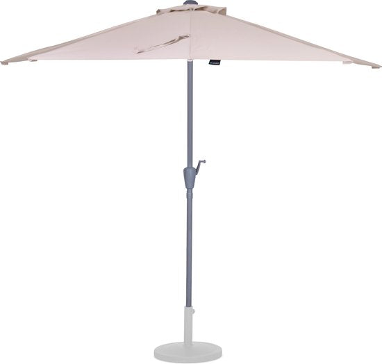 VONROC Premium Parasol Magione – Duurzame balkon parasol - Halfrond 270x135cm – UV werend doek - Beige – Incl. beschermhoes