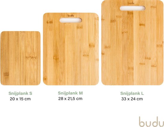 Budu Snijplankenset 3 stuks - Snijplanken bamboe - Snijplank hout - Keukenplanken