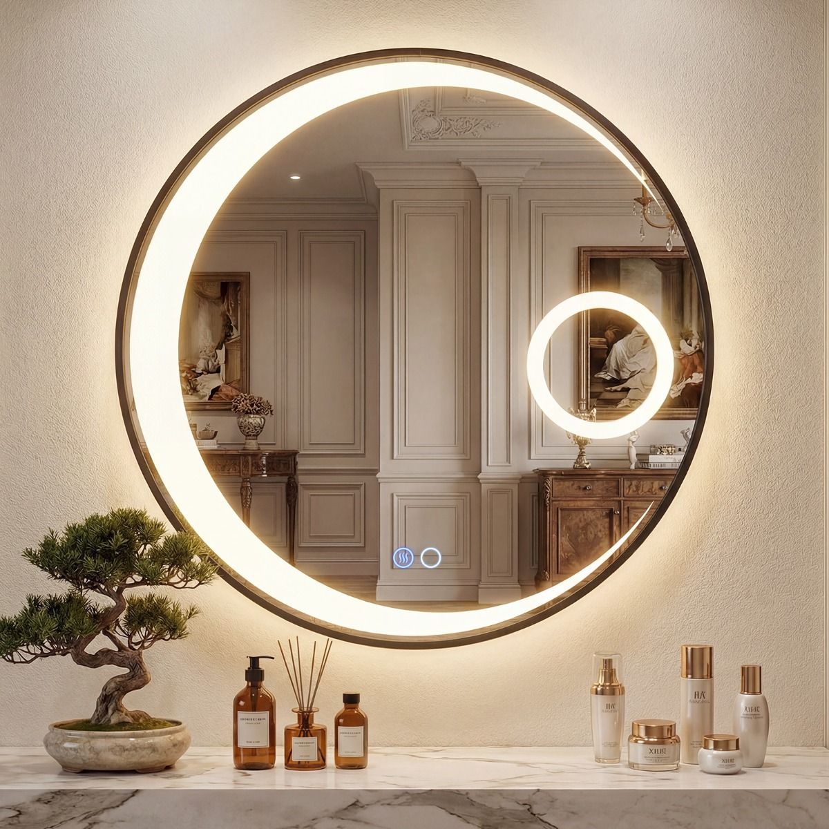 Coast Ronde Badkamerspiegel - LED-verlichting - Anti-condens - 61 cm Zwart