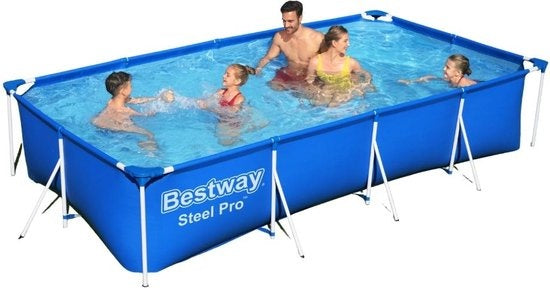 Bestway Opzetzwembad – Rechthoekig Stalen Frame – 5700L Inhoud – 400 x 211 x 81 cm – Blauw