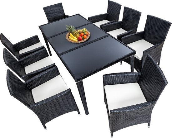 Tectake - Tuinmeubelset - 8 persoons - Zwart