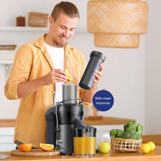 Safecourt Keuken Sapcentrifuge - Juicer voor Groenten & Fruit - Grote Vulopening - 3 snelheden - 800 Watt