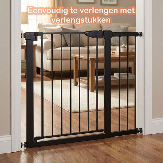 Traphekje Zonder Boren – 76 t/m 82 cm – Veiligheidshekje – Klembevestiging - Kinderhekje - Hondenhek - Zwart