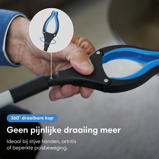 Safe Age® Grijper voor ouderen – Afvalgrijper - Extra Lang 90 cm – Opvouwbaar – met 360° Draaibare Kop & Magneet