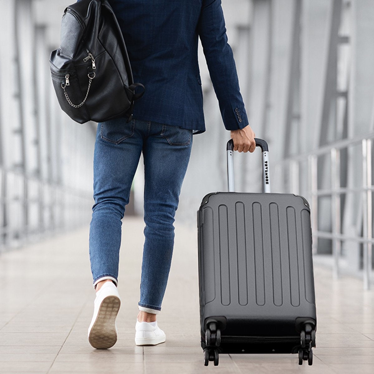 TRVLMORE Handbagage Koffer met Wielen - Cijferslot - 54x36x20cm - 38L - Donkergrijs