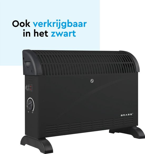 BRASQ Elektrische Convectorkachel - Elektrische Kachel - Compact en Geruisloos - Verstelbare thermostaat 750/1250/2000 watt - Verwarming wit - CH300