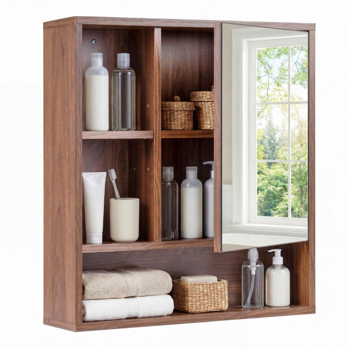 Coast Badkamerkast met Spiegel - 5 legplanken - in hoogte verstelbaar - 55 x 16 x 61 cm