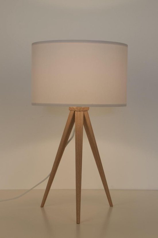 Tripod tafellamp hout - Zuiver - wit