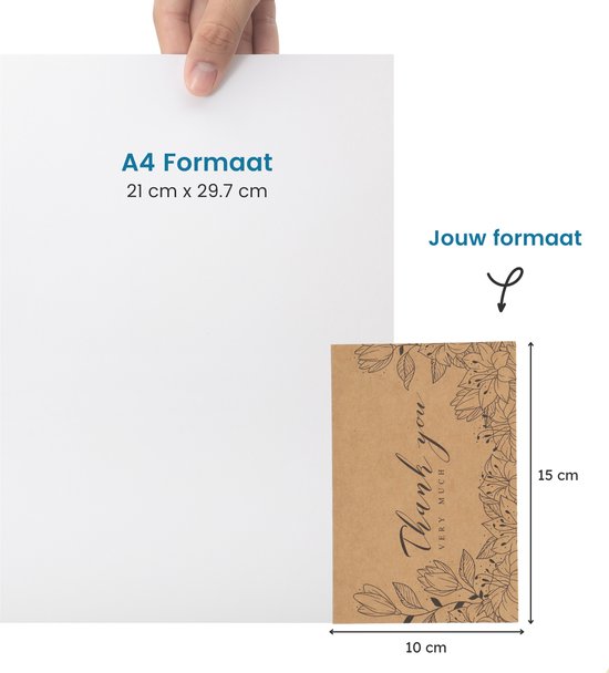 Partizzle 36x Kraft Bedankt Kaartjes Set - Thank You Cards - Wenskaarten - Ansichtkaarten - Kaarten met Enveloppen - 15x10 cm