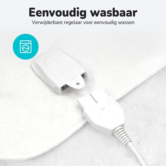 Bloomfold Elektrische Onderdeken - 150 x 80 cm - Wasmachinebestendig - 1 Persoons - 3 Standen - Warmtedeken - Wit/polyester