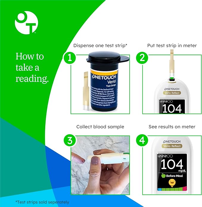 OneTouch Verio Reflect Blood Glucose Meter - Blood Glucose Monitoring - System Includes Blood Sugar Meter - Lancing Device and 10 Sterile Lancets