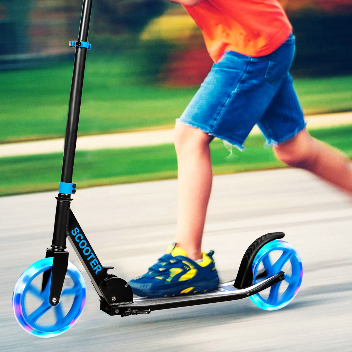 Coast Scooter Step Voor Kinderen Opvouwbaar - 100kg laadvermogen Met 2 LED wielen - Blauw